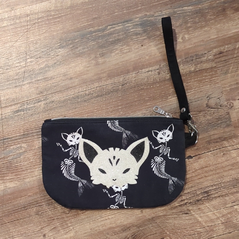Black Wristlet with Mermaid Cat Design